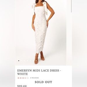 Petal & Pup Emersyn - midi lace white dress with tie straps, worn once